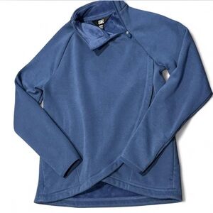 Athleta Girl Blue Wrap Fleece Pullover Sz 12 with Thumbholes